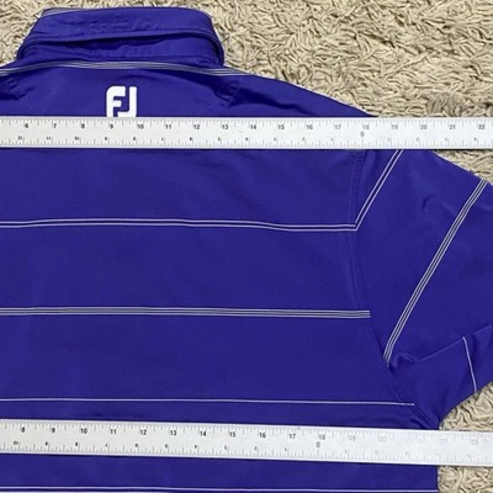 FootJoy ProDry Golf Polo M Blue Purple Stripe Performance Moisture Wicking - Picture 4 of 8